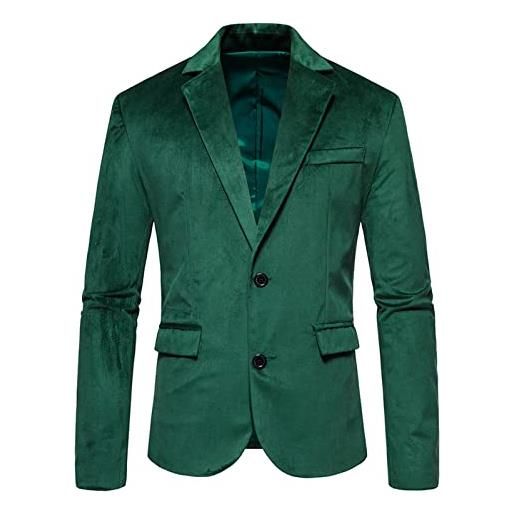 liaddkv sakko - giacca da uomo in velluto, vestibilità normale, da uomo, xxxl, elegante, con 2 bottoni, da lavoro, casual, per lavoro, matrimonio, feste, nero , xxl