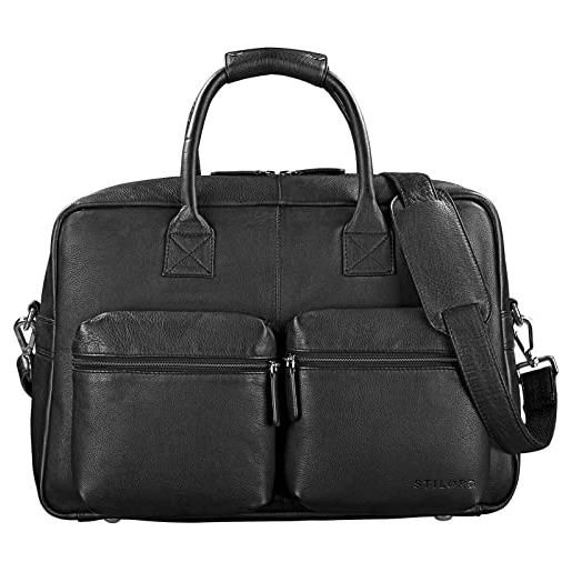 STILORD 'ben' borsa da lavoro grande in pelle vintage portadocumenti a tracolla ventiquattrore uomo donna per pc 15,6 pollici, colore: nero