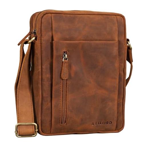 STILORD 'irving' borsello uomo in pelle borsa tracolla vintage piccola borsetta messenger piccola in cuoio a spalla, colore: tan marrone - scuro