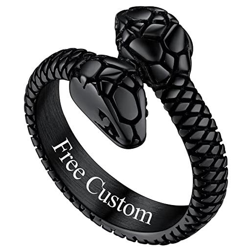 ChainsHouse anello con serpente a due teste colore vintage argento/nero/oro placcato anello di avvolgimento 3d punk rock n roll misura it 14-32