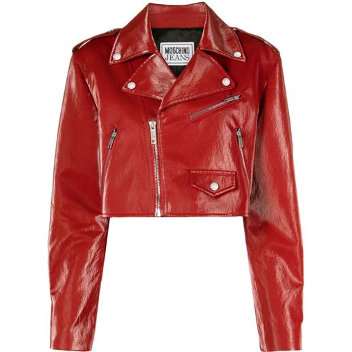 MOSCHINO JEANS giacca biker crop - rosso