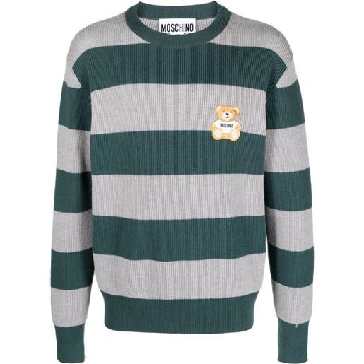 Moschino maglione teddy bear a righe - verde