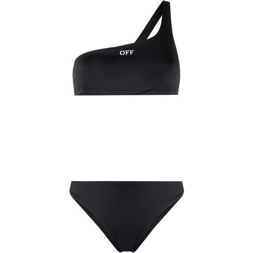 Off-White set bikini con ricamo off stamp - nero