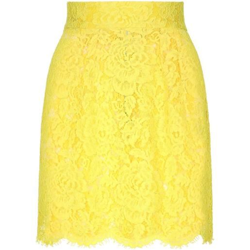 Dolce & Gabbana minigonna in pizzo a fiori - giallo