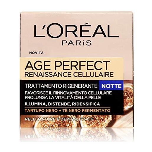 L'Oréal Paris age perfect renaissance cellulaire crema viso antirughe ricostituente notte, pelli mature, 50 ml
