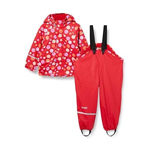 CareTec rain suit - pu w. Fleece, impermeabile e pantaloni impermeabili bambine e ragazze, rosso red (402), 98