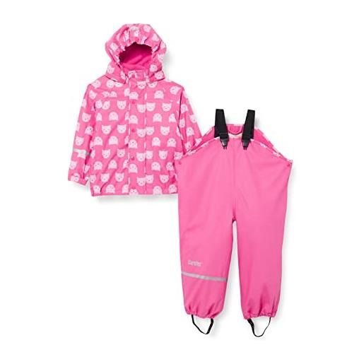 CareTec rain suit - pu w. Fleece , impermeabile e pantaloni impermeabili bambine e ragazze, rosa pink (546), 4 anni