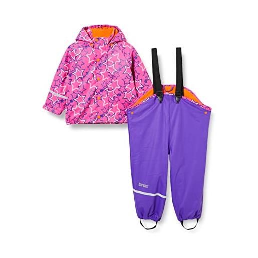CareTec rain suit - pu w. Fleece , impermeabile e pantaloni impermeabili bambine e ragazze, rosso red (402), 9-12 mesi
