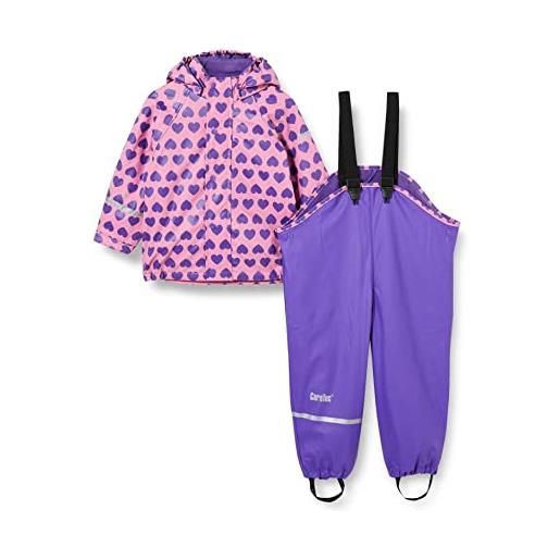 CareTec rain suit - pu w. Fleece , impermeabile e pantaloni impermeabili bambine e ragazze, rosa pink (546), 12-18 mesi