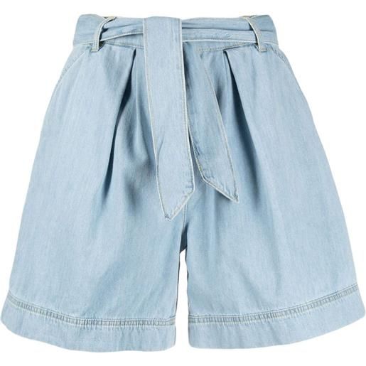 PINKO shorts denim con cintura - blu