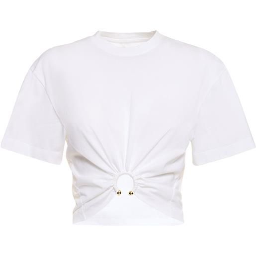 RABANNE t-shirt cropped in cotone con anello