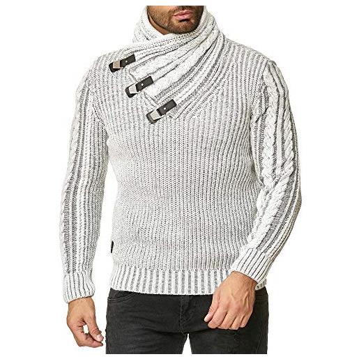 Redbridge maglione invernale da uomo pullover lavorato a maglia felpa con collo alto grigio xxl