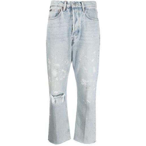 Polo Ralph Lauren jeans crop con effetto vissuto - blu