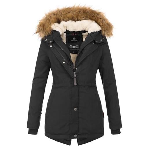Marikoo designer - parka invernale da donna, giacca calda, cappotto, giacca b601 nero s/42 it
