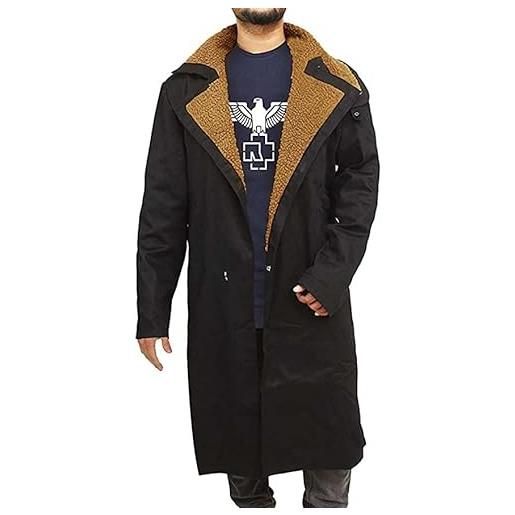 Fashion_First blade runner 2049 - cappotto in cotone nero con risvolto in pelliccia ryan gosling, nero , xxxl