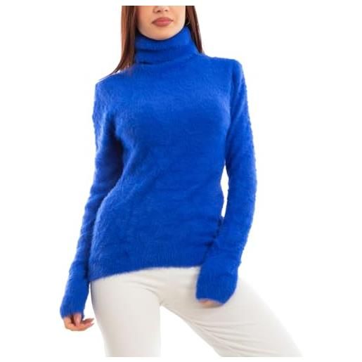 Toocool maglione donna collo alto peloso eco pelliccia pullover vi-9518 [l/xl, bianco]