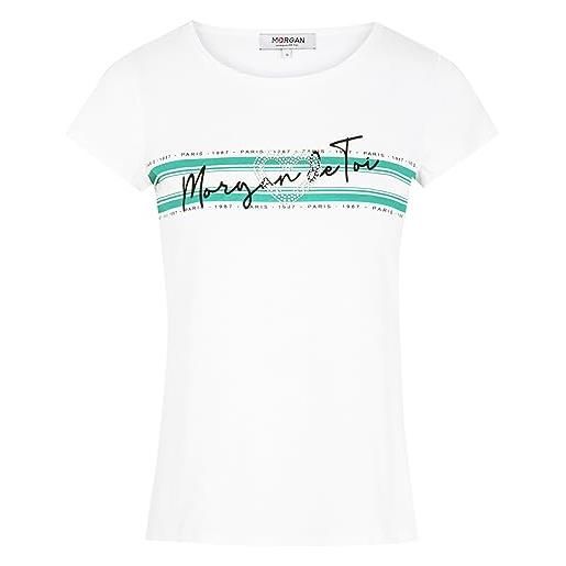 Morgan 231-dtu t-shirt, bianco/verde vegetale, xs donna