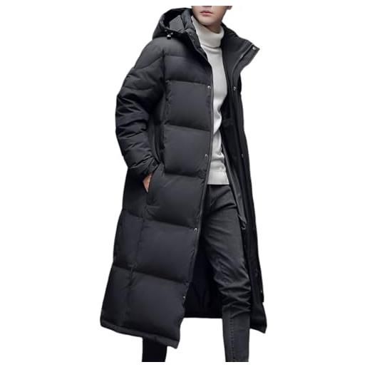 Oanviso piumino lungo uomo giubbotti lunga cappotto con cappuccio esterno giacca a vento cappotti casual giacca inverno caldo moda piumino giacca traspirante a nero xxl