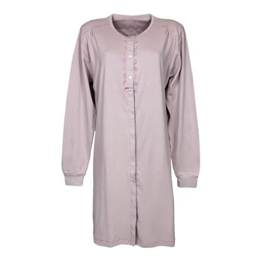 dolcecasabiancheria camicia da notte donna aperta avanti in caldo cotone manica lunga irge 1955 rosa (l/xl)