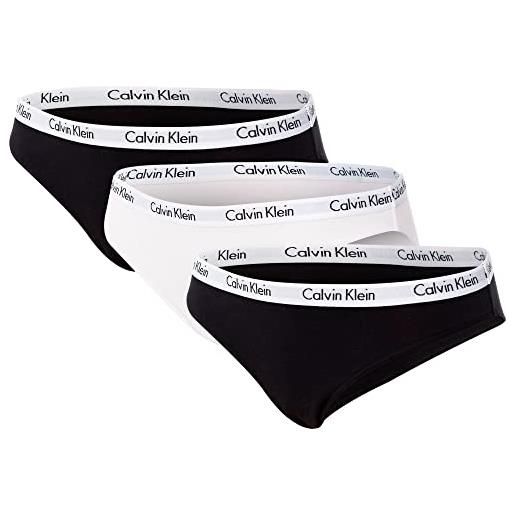 Calvin Klein confezione 3 slip donna tripack mutande underwear ck articolo qd3588e bikini 3pk, wzb nero/bianco/nero - black/white/black, s