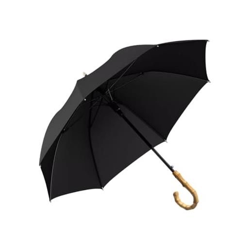 JITEM ombrello in bambù ombrello da golf retrò fatto a mano con manico a j automatico aperto tinta unita 210t 8 stecche antivento grande classico ombrello da pioggia per uomo donna