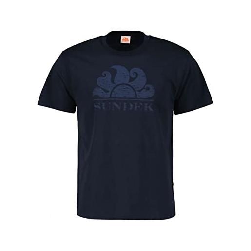 SUNDEK t-shirt uomo m021tej780t navy blu logo stemma cotone manica corta pe23 l