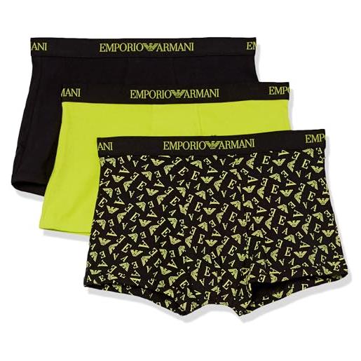 Emporio Armani underwear men's 3-pack pure cotton boxer, uomini, black/print red/black, 