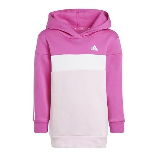 Adidas, essentials 3-stripes tiberio, tuta, top: fucsia semi lucido/bianco rosa bianco/chiaro: fucsia semi lucido/bianco, 4/5a, bambina