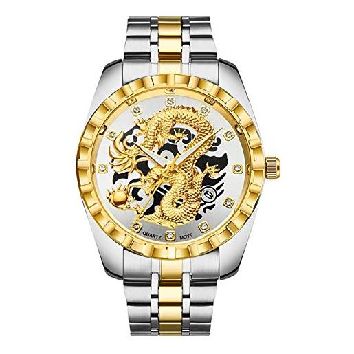 JTTM orologio da uomo orologio da polso meccanico automatico luminoso acciaio inossidabile orologio impermeabile festa del papà ringraziamento regalo di compleanno, silver gold white