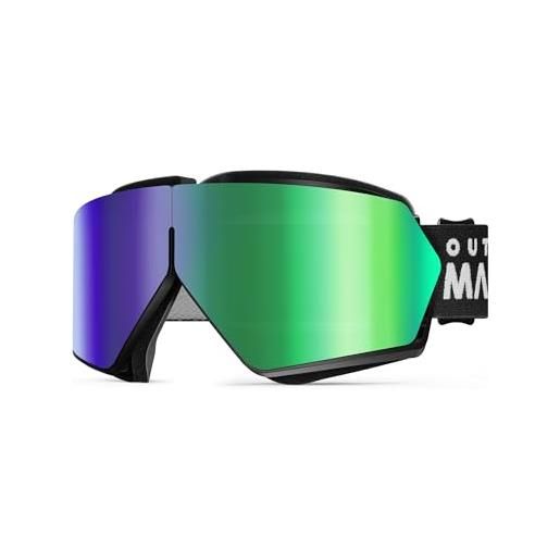 OutdoorMaster seagull occhiali da sci, occhiali da snowboard pieghevoli per uomini, donne e giovani, antiappannamento, protezione uv al 100% , uso versatile