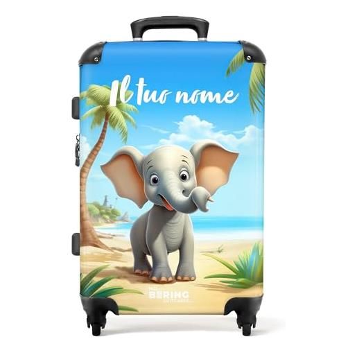 NoBoringSuitcases.com® valigia personalizzata, valigia per bambini, 67x43x25cm - valigia da viaggio - valigia per bambini, valigia per ragazzi - valigia rigida a forma di elefante - valigia con nome