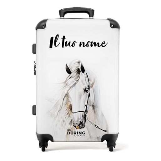 NoBoringSuitcases.com® valigia per bambine - cavallo bianco - valigia per bambine - valigia personalizzata 67x43x25cm - valigia per bambine - trolley per bambine