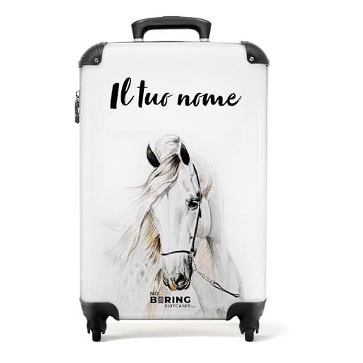 NoBoringSuitcases.com® valigia per bambine - valigia bambina - cavallo bianco - valigia per bambine - trolley - trolley per bambine - 55x40x20 - valigia con foto - personalizzata