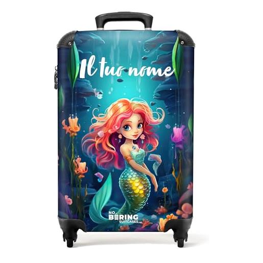 NoBoringSuitcases.com® valigia personalizzata, valigia per bambini - trolley da cabina 55x40x20 cm, valigia per bambini - trolley per bambini - sirena nell'acqua - 55x40x20 - personalizzata