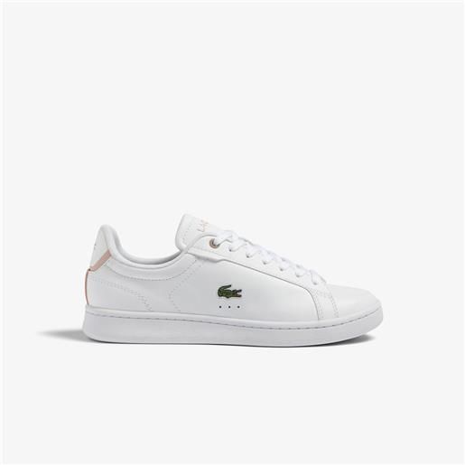 Lacoste sneakers in pelle carnaby pro white/light pink da donna