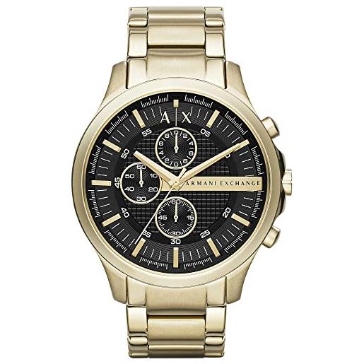 Armani Exchange orologio cronografo al quarzo da uomo, cassa in acciaio placcato oro da 46 mm e bracciale in acciaio, ax2137