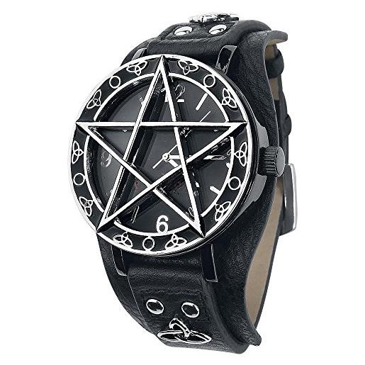 etNox Time pentagramm unisex orologi da polso standard ecopelle, lega di zinco