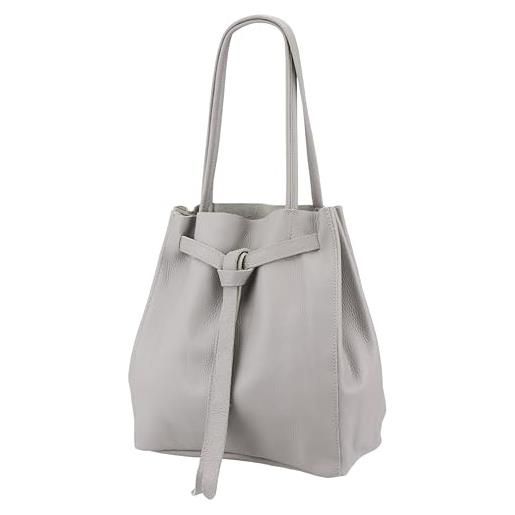 SH Leder ® sandra g535 - borsa shopper da donna in vera pelle bovina con fiocco e tasca interna in diversi colori, 29 x 33 cm, colore: rosa. , l