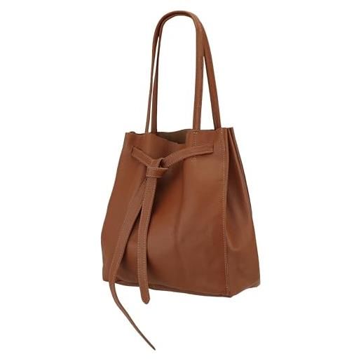 SH Leder ® sandra g535 - borsa shopper da donna in vera pelle bovina con fiocco e tasca interna in diversi colori, 29 x 33 cm, beige. , l