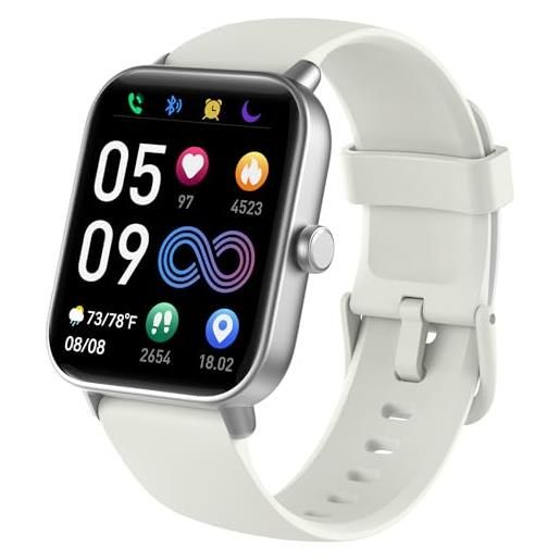Quican smartwatch donna con chiamate e whatsapp -orologio fitness con spo2 bluetooth cardiofrequenzimetro sonno contapassi -impermeabile ip68 orologi sportivo per android ios(bianco)