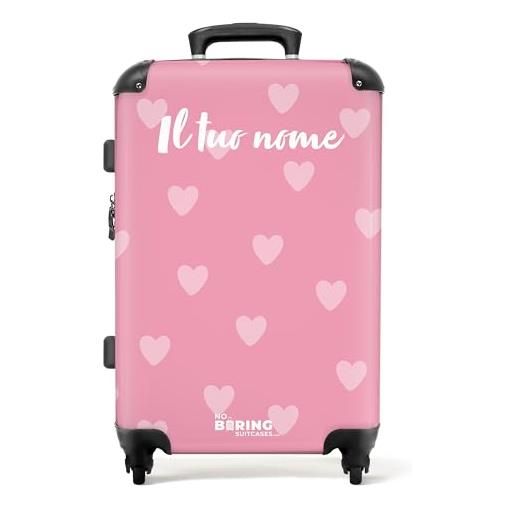 NoBoringSuitcases.com® valigia per bambine - motivo a cuoricini - valigia per bambine - valigia personalizzata 67x43x25cm - valigia per bambine - trolley per bambine