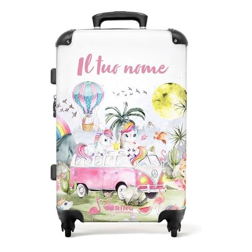NoBoringSuitcases.com® valigia per bambine - bus - unicorno - arcobaleno - valigia per bambine - valigia personalizzata 67x43x25cm - valigia per bambine - trolley per bambine