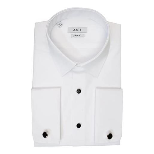 Xact camicia da smoking formale da uomo con doppio polsino e gemelli, vestibilità regolare (nero - ad alette - pieghe fly front) 47