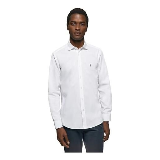 Polo Club camicia slim in popeline uomo con logo ricamato 100% cotone, black -xxl