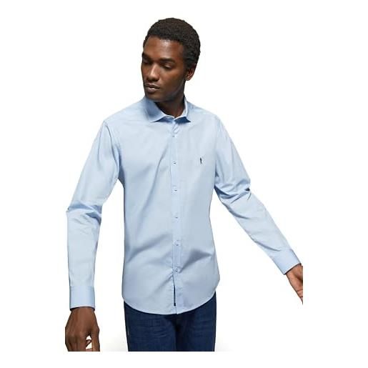 Polo Club camicia slim in popeline uomo con logo ricamato 100% cotone, navy blue -s