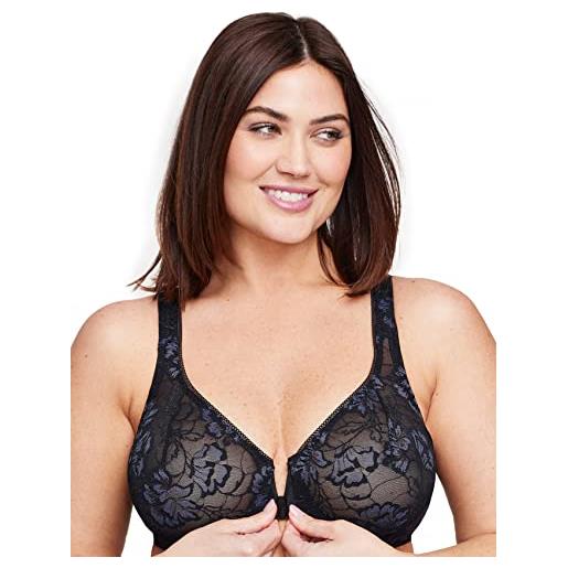 Glamorise full figure plus size lacey t-back front-close wonder. Wire bra underwire #9246