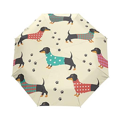 AJINGA - ombrello pieghevole a forma di cucciolo di cane di razza mista, antivento, con apertura automatica, da viaggio, anti-uv, multicolore13, 