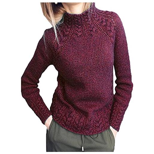 KeYIlowys nuovo prodotto maglione da donna in puro colore con motivo in lino maglione lavorato a maglia da donna