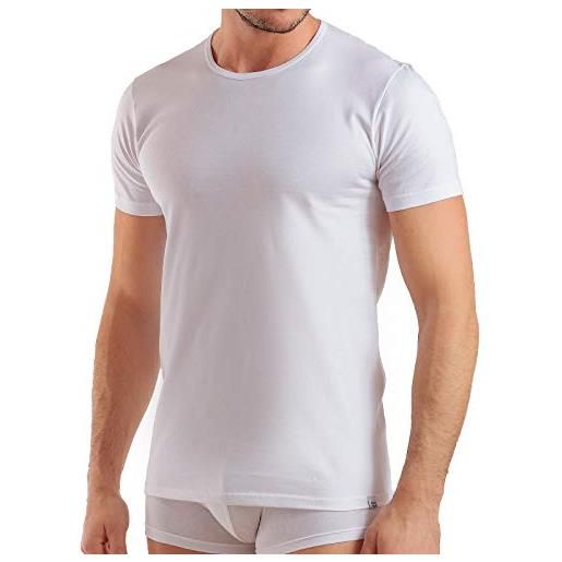Enrico Coveri maglietta intima uomo girocollo, 100% cotone pettinato, offerta 3 6 12 pezzi, anche in taglie maxi, maglietta intima uomo cotone art. Et1100 (12 pezzi bianco, 4xl)