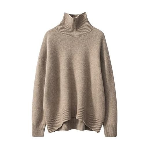 Fulbant 2023 maglione ispessito in maglione di cashmere a collo alto da donna autunno e inverno khaki9 s